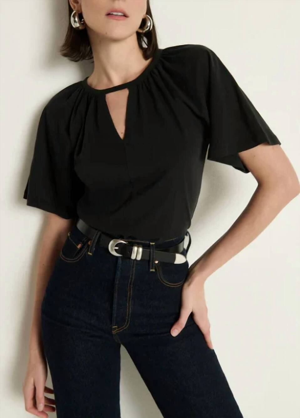 NEW NATION LTD tracy keyhole front top in jet black